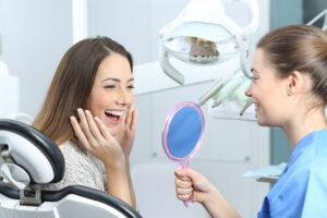 Happy dentist patient