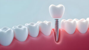 detailed dental implant procedure illustration for tooth restoration