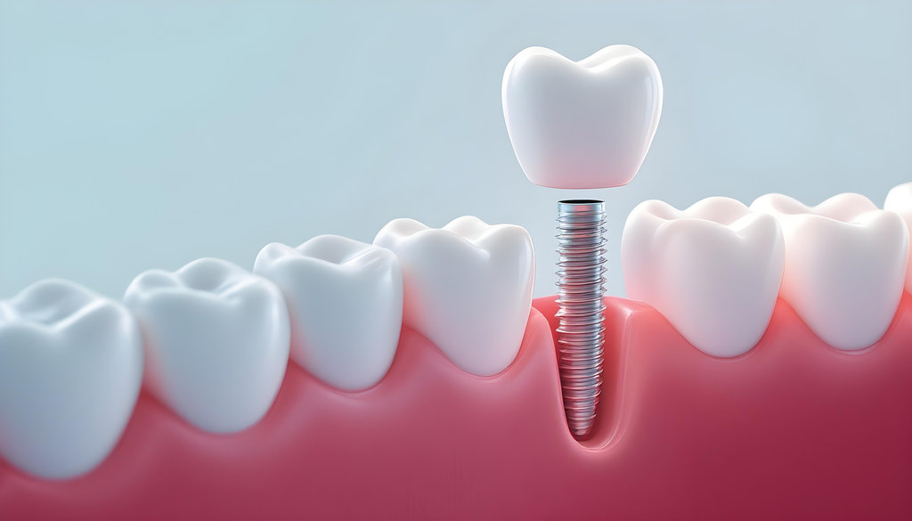 detailed dental implant procedure illustration for tooth restoration